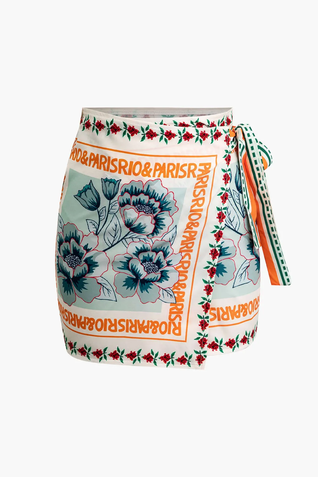 MICAS Skirts-Floral Print Wrap Knot Mini Skirt