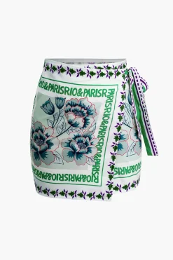 MICAS Skirts-Floral Print Wrap Knot Mini Skirt