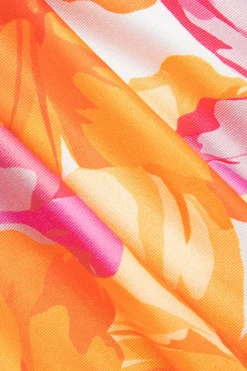 MICAS Mini Dresses-Floral Print Wrap Ruched Strapless Mini Dress DARK ORANGE