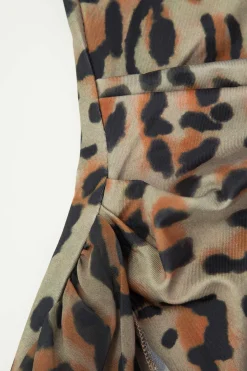 MICAS Mini Dresses-Floral Print Wrap Ruched Strapless Mini Dress DARK ORANGE