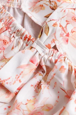 MICAS Long Sleeve Tops|Long Sleeves Tops-Floral Puff Sleeve Tie Front Blouse PINK