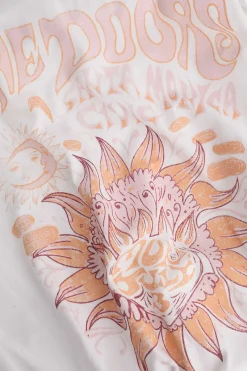 MICAS T-Shirts-Flower Print Hem Knotted Short Sleeve T-Shirt