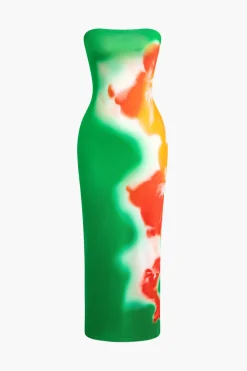 MICAS Maxi Dresses-Flower Print Slit Maxi Dress