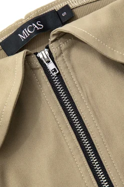 MICAS Tube Tops-Foldover Smocked Side Zipper Tube Top