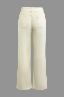 MICAS Jeans-Frayed Destroyed Wide Leg Jeans