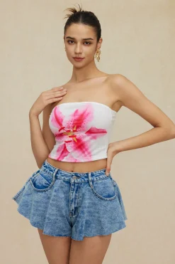 MICAS Shorts-Frayed Hem Wide Leg Denim Shorts BABY BLUE