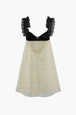 MICAS Mini Dresses-Frill Strap Floral Lace Backless Mini Dress BEIGE