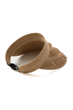 MICAS Accessories-Fringe Brim Straw Visor Hat
