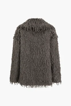 MICAS Outerwear|Outerwear-Fringe Faux Fur Coat GRAY