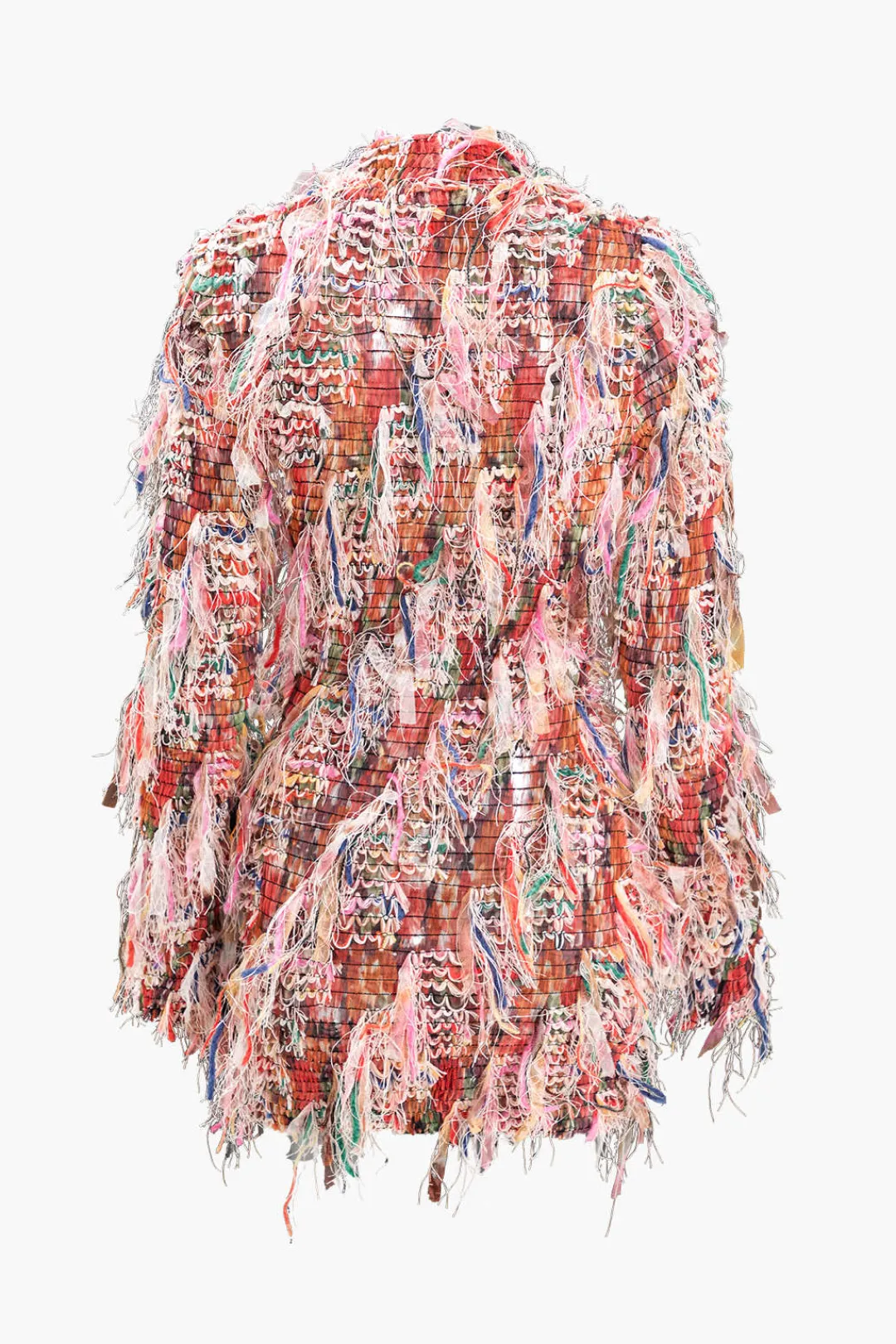 MICAS Mini Dresses|Long Sleeve Dresses-Fringe Long Sleeve Mesh Mini Dress MULTICOLOR