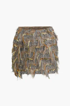 MICAS Skirts-Fringe Mini Skirt