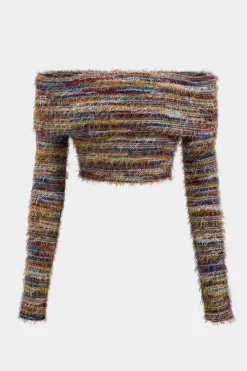 MICAS Short Sets-Fringe Off Shoulder Cropped Top And Shorts Set MAROON