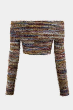 MICAS Short Sets-Fringe Off Shoulder Cropped Top And Shorts Set MAROON