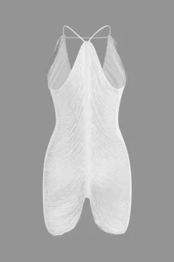MICAS Mini Dresses-Fringe V-neck Mini Dress