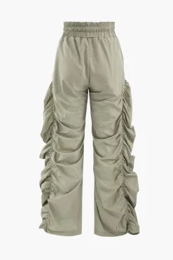 MICAS Cargo Pants|Pants-Gathered Drawstring Wide Leg Cargo Pants