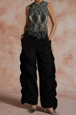 MICAS Cargo Pants|Pants-Gathered Drawstring Wide Leg Cargo Pants