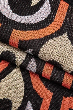 MICAS Knitwear|Knit Dresses-Geometric Pattern Knit Slit Sleeveless Mini Dress MULTICOLOR