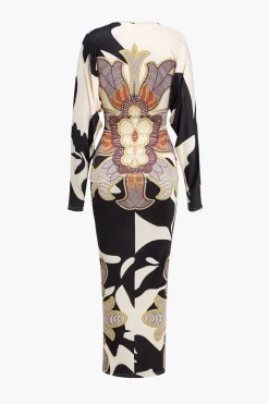 MICAS Long Sleeve Dresses|Maxi Dresses-Geometric Print V-Neck Maxi Dress