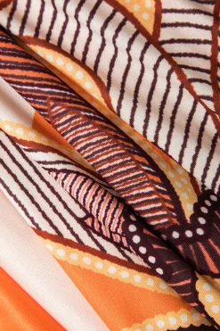 MICAS Long Sleeve Dresses|Maxi Dresses-Geometric Print V-Neck Maxi Dress