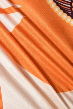 MICAS Long Sleeve Dresses|Maxi Dresses-Geometric Print V-Neck Maxi Dress