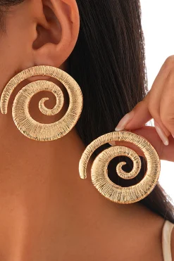 MICAS Earrings|Accessories-Geometric Spiral Pattern Earrings GOLD