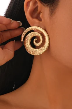 MICAS Earrings|Accessories-Geometric Spiral Pattern Earrings GOLD