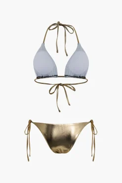 MICAS Swimwear|Vacation Sets-Glimmering Metallic Bikini Set Contrast Color
