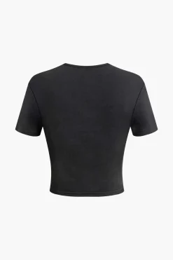 MICAS T-Shirts-GOD'S FAVORITE Rhinestone Decor Crop T-shirt