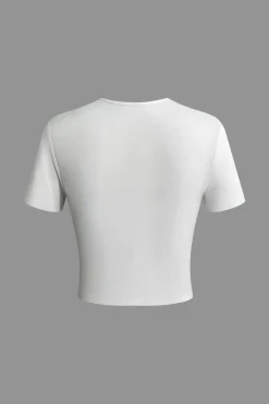 MICAS T-Shirts-GOD'S FAVORITE Rhinestone Decor Crop T-shirt