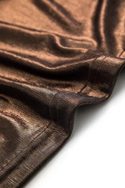 MICAS Maxi Dresses-Halter Cowl Neck Backless Twist Maxi Dress COFFEE