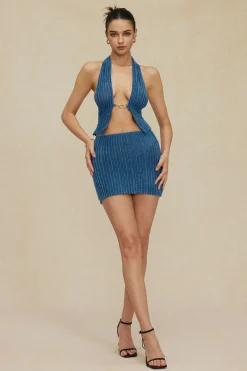 MICAS Skirt Sets|Vacation Sets-Halter Neck Backless Tank Top And Mini Skirt Set