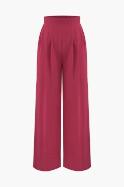 MICAS Pant Sets-Halter Neck Backless Top And Pleated Pants Set RASPBERRY