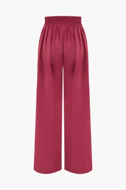 MICAS Pant Sets-Halter Neck Backless Top And Pleated Pants Set RASPBERRY