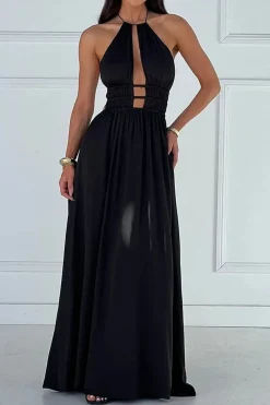 MICAS Maxi Dresses-Halter Neck Cut Out Sleeveless Maxi Dress