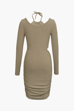 MICAS Long Sleeve Dresses|Mini Dresses-Halter Neck Mini Dress GREEN