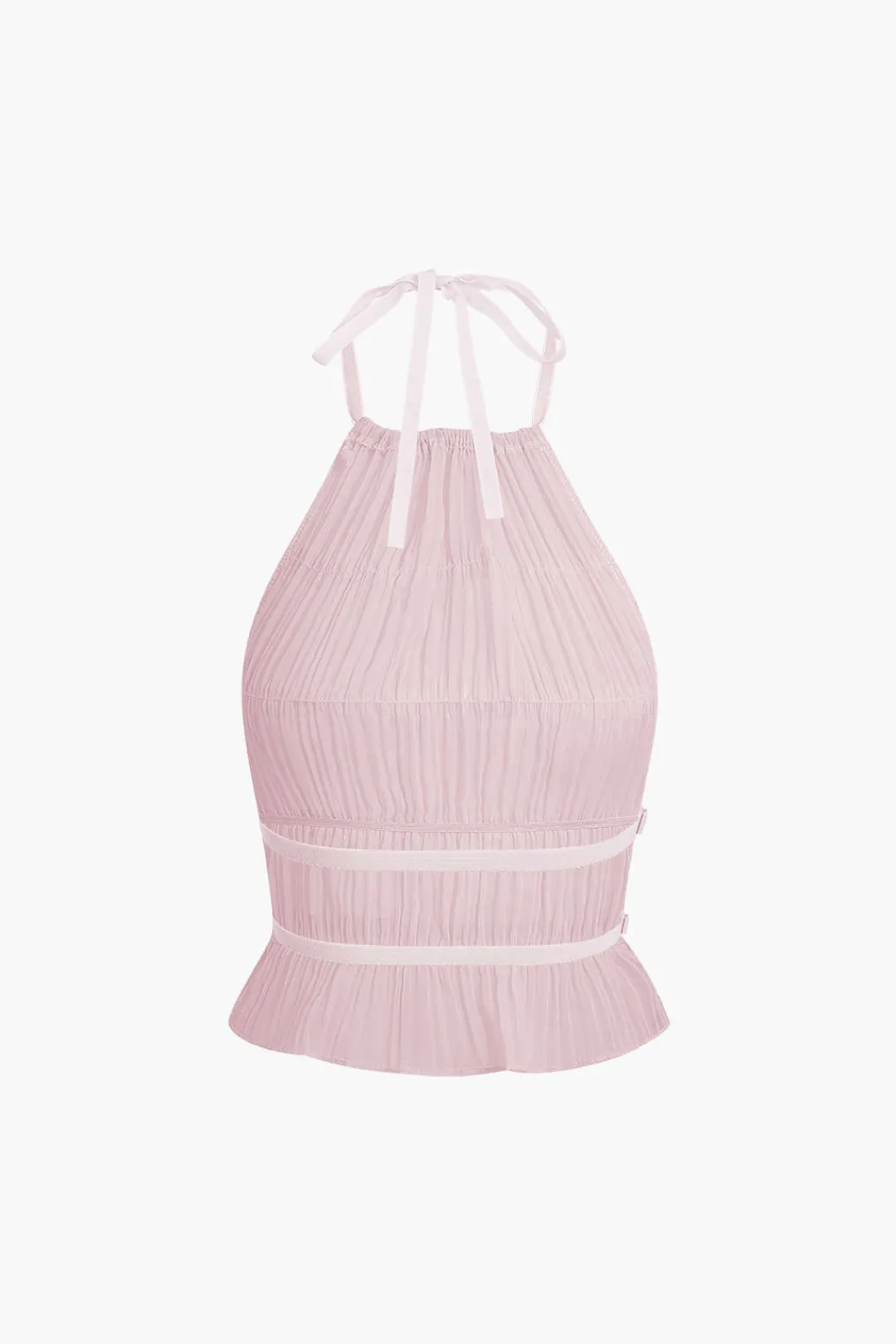 MICAS Skirt Sets|Vacation Sets-Halter Neck Tie Ruched Backless Ruffle Skirt Set