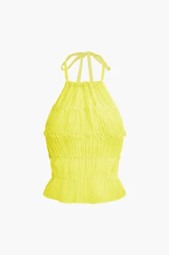 MICAS Skirt Sets|Vacation Sets-Halter Neck Tie Ruched Backless Ruffle Skirt Set