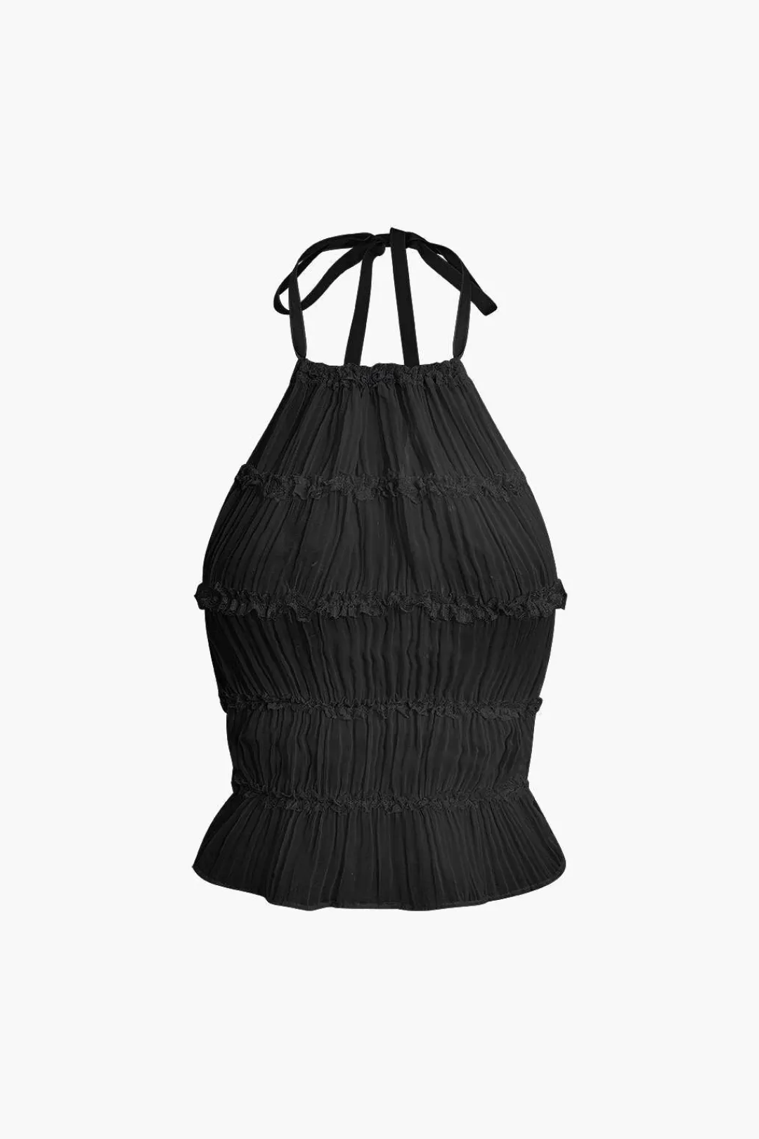 MICAS Skirt Sets|Vacation Sets-Halter Neck Tie Ruched Backless Ruffle Skirt Set