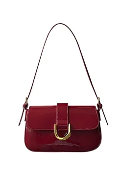 MICAS Bags|Accessories-Handheld Horseshoe Buckle Shoulder Bag RED