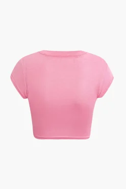 MICAS T-Shirts-Hands Print Round Neck Crop T-shirt