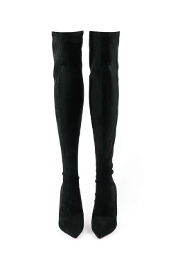 MICAS Shoes|Boots-High Heels Pointed Toe Over The Knee Boots BLACK