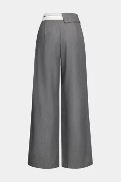 MICAS Pants-High Waist Patchwork Pocket Trousers GRAY