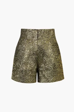 MICAS Shorts-High Waisted Jacquard Shorts GOLD
