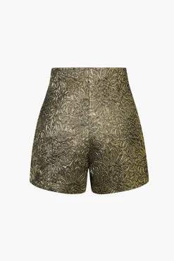 MICAS Shorts-High Waisted Jacquard Shorts GOLD