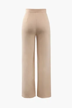 MICAS Pants-High Waisted Pressed-Crease Straight Leg Tailored Pants