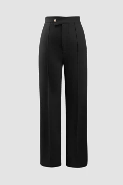 MICAS Pants-High Waisted Pressed-Crease Straight Leg Tailored Pants