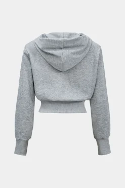 MICAS Pant Sets-Hooded Zipper Detail Top And Wide Leg Trousers Set LIGHT GRAY