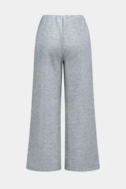 MICAS Pant Sets-Hooded Zipper Detail Top And Wide Leg Trousers Set LIGHT GRAY