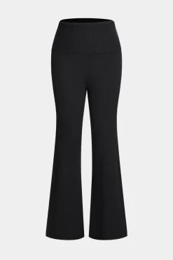 MICAS Pant Sets-Hooded Zipper Long Sleeve Top And Trousers Set BLACK