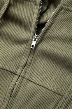 MICAS Long Sleeve Tops|Long Sleeves Tops-Hooded Zipper Long Sleeve Top GREEN